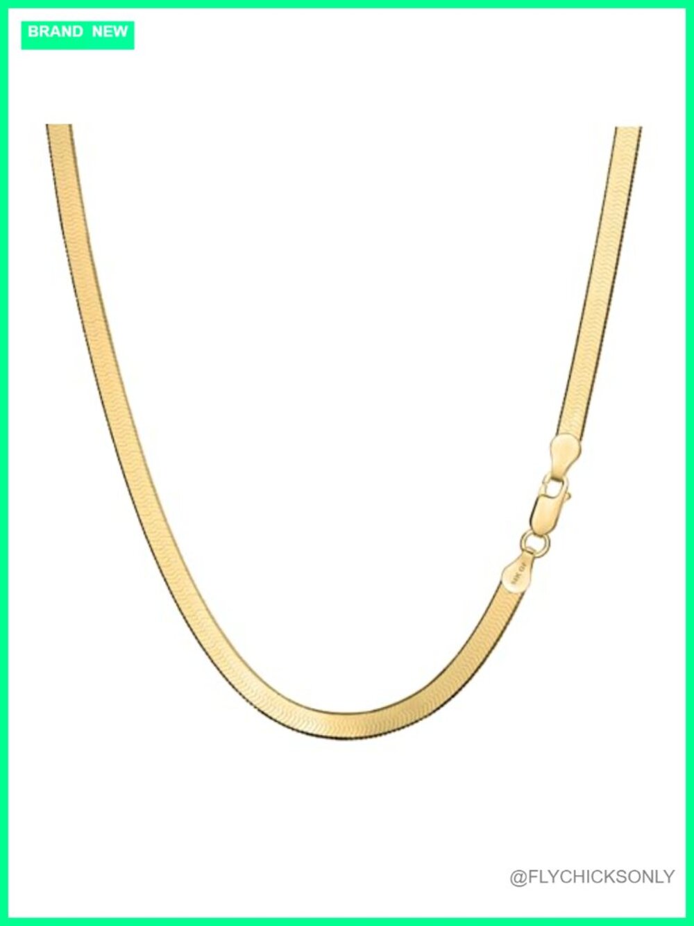 14K Gold Chain Necklace Flat Snake Herringbone Choker 20in